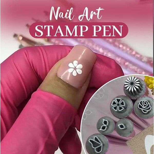 Neglekunst Stempelpennsett 6-delt neglekunst stempelsett, stempel neglekunstverktøy