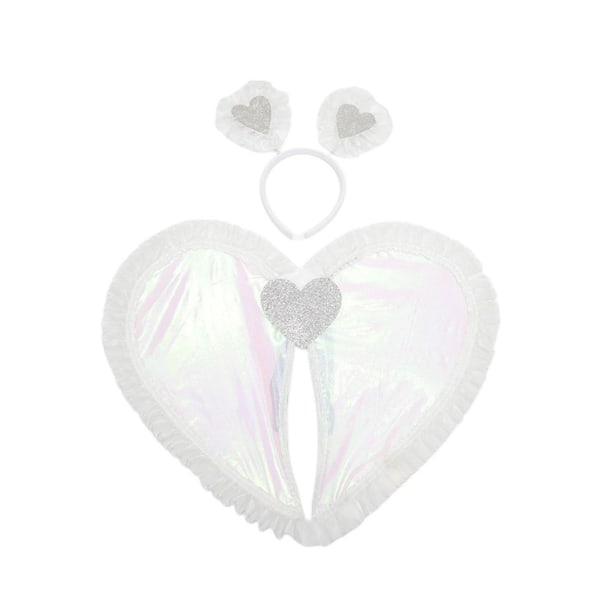 Valentines Day Cosplay Kostymesett Feather Angel, Heart Pannebånd, Fancy Dress Kostymetilbehør til ferie
