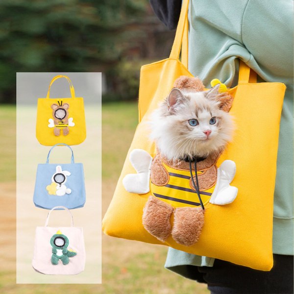 Söt Canvas utgående väska kan visa huvudet Kattväska En axelväska Liten hundbärväska Pet Dog Bag