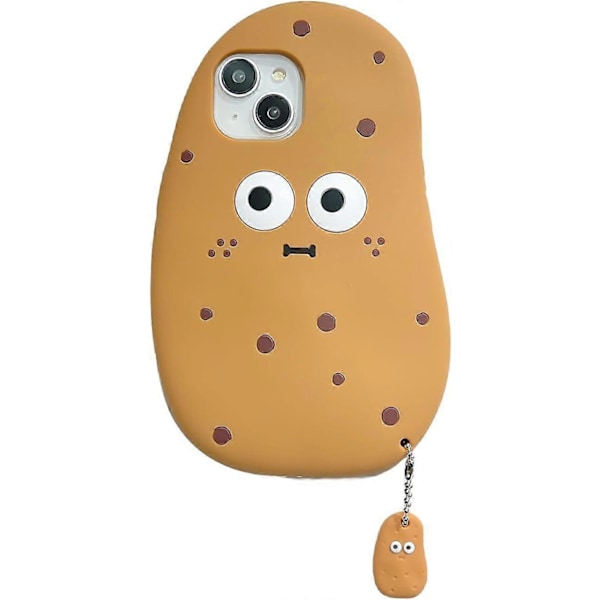 Bjørne Cover til iPhone 15 Pro Max, Kawaii Telefoncovers 3D Silikone Tegneserie Kartoffel med Nøglering Sjovt Sødt Cover Blødt Gummi Stødsikkert Beskyttelses Cover Kvinder