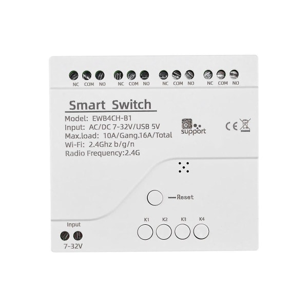 Smart Wifi Bluetooth Bryter Relémodul 7-32v På/Av Kontroller 4ch 2.4g Wifi Fjernkontroll For Alexa Go