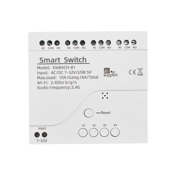 Smart Wifi Bluetooth Relämodul 7-32v På/Av-Styrning 4ch 2.4g Wifi Fjärrkontroll för Alexa Go