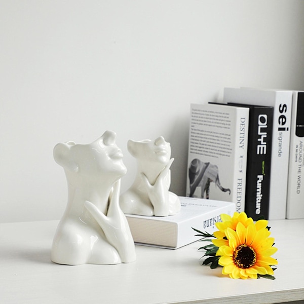 Keramisk Blomvas för Ansiktsblomsterarrangemang - Dekorativa Vardagsrumsdekorationer