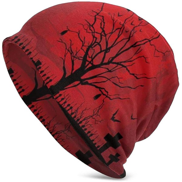 Unisex Beanie Caps Gothic Scary Halloween Dark Red Night Knit Hat Skull Cap