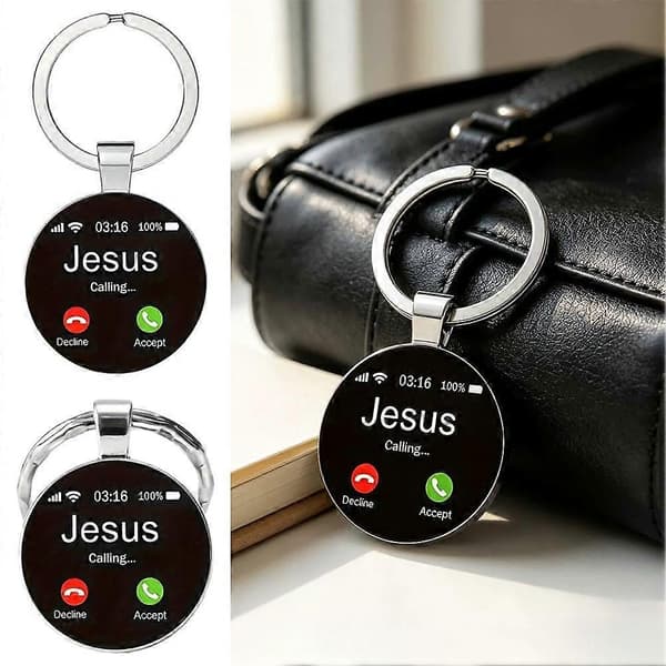 Jesus Call Nøglering - Religiøs Telefonskærm Charm til Tro Gaver Tasker og Nøgler style1