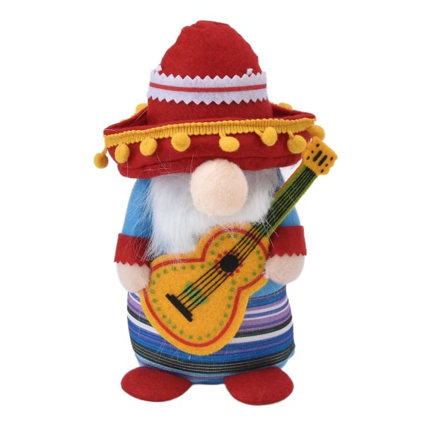 Dvärgdocka Söt Mjuk Lucky Förhindra Fading Festival Gnomes Med Musikinstrument För Halloween Rekvisita Och Party Guitar Boy