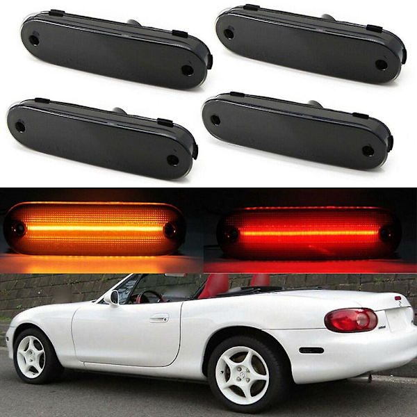 4x LED-sidomarkörljus Rökfärgad Lins Fram Bak Blinkerslampor Kompatibel Mazda MX-5 MX5 Miata 1990-2005
