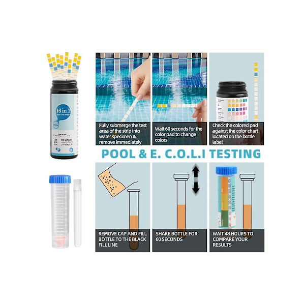 Vattentestremsor för dricksvatten - 17-i-1 test för kranvatten, brunnsvatten, bubbelpool, spa