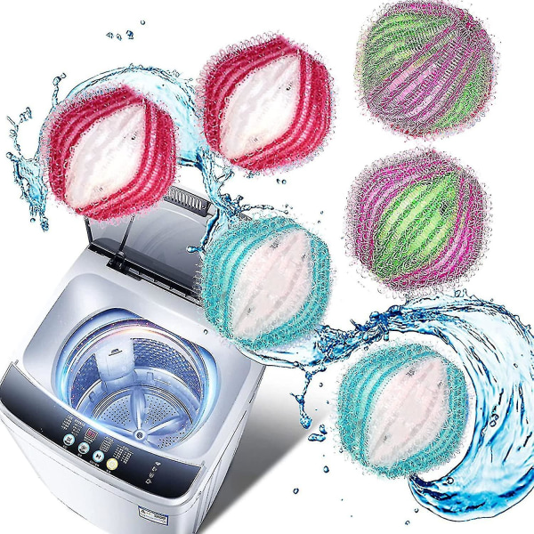 Kjæledyrhårfjerningsmiddel for klesvask, 6 gjenbrukbare vaskeballer og hårfjerningsballer (tilfeldig farge