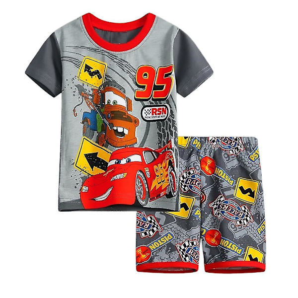 Lasten Piirretty Pyjama-asu Autot Salama McQueen Painettu Yläosa + Shortsit Yöasu Loungewear Uniasu Asusteet 5 Years