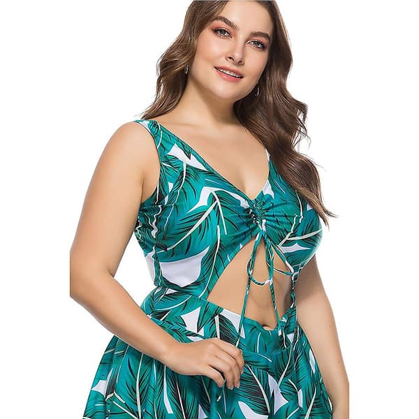 Damtankini med blommönster, plus size, endelat