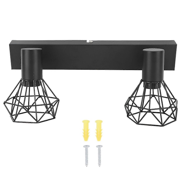 Loft Sporerielampe E14 Lampeholder Justerbar 2 Hoved Vintage Sporlys Sæt Hardwired Installation 85265V Sort