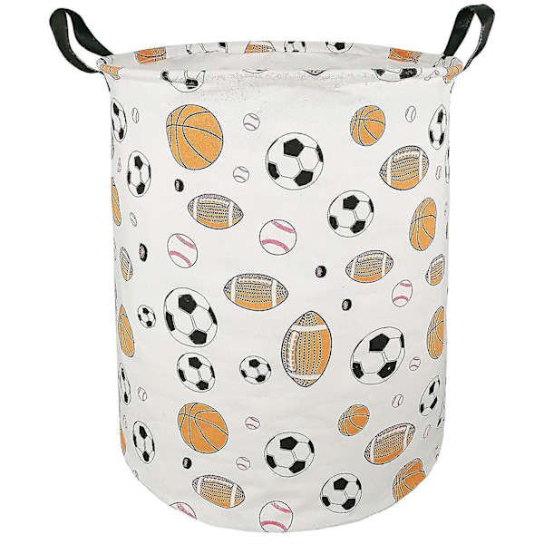 Large Sized Round Storage Basket Waterproof Coating Organizer Bin Laundry Hamper For Nursery Clothes Toys (balls)