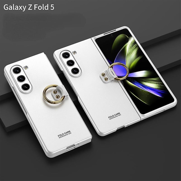 Deksel-kompatibel Samsung Galaxy Z Fold 5 med ringholder Slankt kraftig stativ Z Fold 5 telefondeksel
