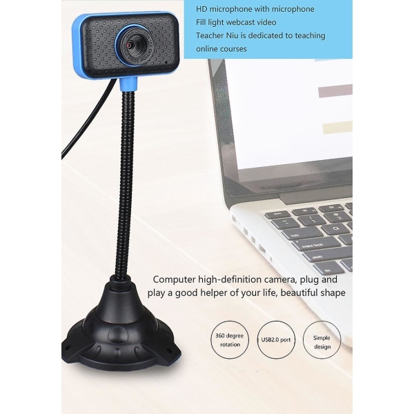 480p High Definition-kamera digitalt med støjreduktionsmikrofon Autofokus til bærbar computer Online klasse live-udsendelse