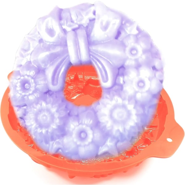 Rund Julkrans Jello Pudding Kakform Silikon Grund Form 25 cm Med Öra