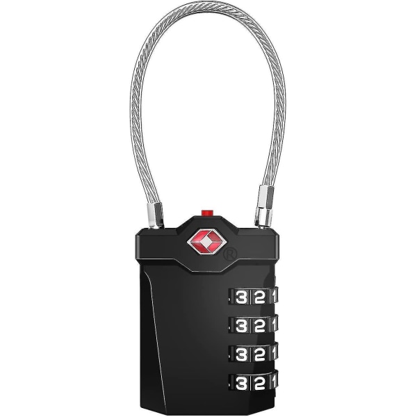 Bagasjehengelås, 4-sifret kombinasjonskoffertlås med åpningsalarm, Code Gym Kabelskap hengelås