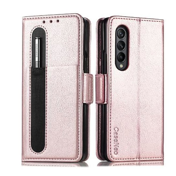 Case i magnetiskt läder Kompatibel Samsung Galaxy Z Fold 5 med pennfack och korthållare Stötsäker