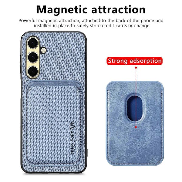 Magnetisk avtakbart kortholder telefon bakdeksel til Samsung Galaxy A26 5G - Blå