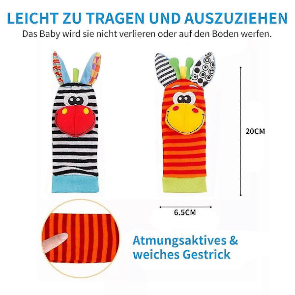 Skallersocka babyskallra leksaksstrumpor och handledsskallror för rolig lek och sensorisk stimulering