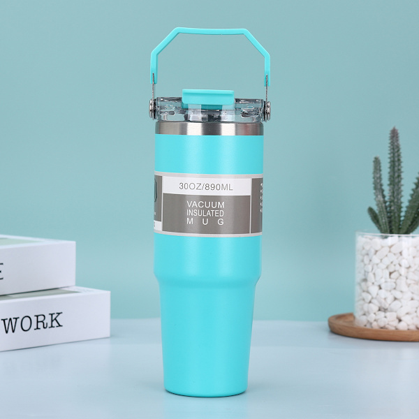 30oz transparent lock bärbar bilmugg 304 dubbla lager vakuumisolering mugg bil bärbar iskopp