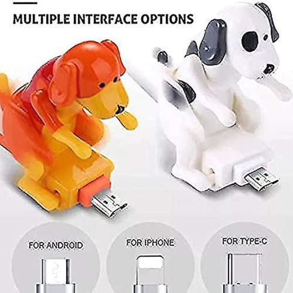 Herreløse hunde opladningskabel, Hundelegetøj Smartphone Usb-kabeloplader, Mini Humping Cute Spot Dog Rogue Toy, Funny Dog Telefonopladning til forskellige modeller af pøbel