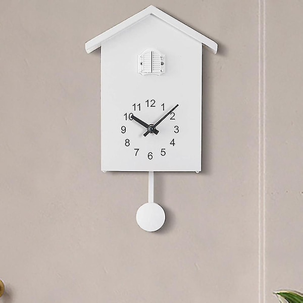 Large Cuckoo Clock, Cuckoo Clock - White Birdhouse, Minimalist Modern Desig(,)
