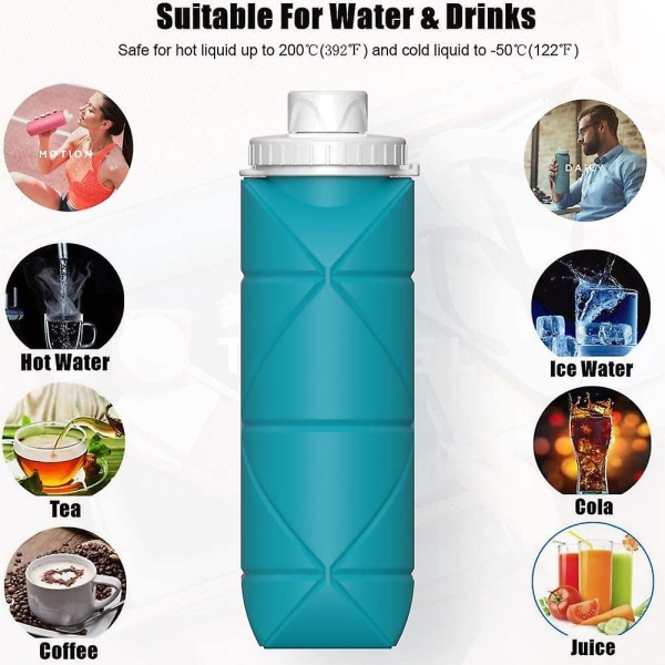 - Sammenklappelig vandflaske Lækagesikker ventil Genanvendelig Bpa-fri silikone foldebl &-6
