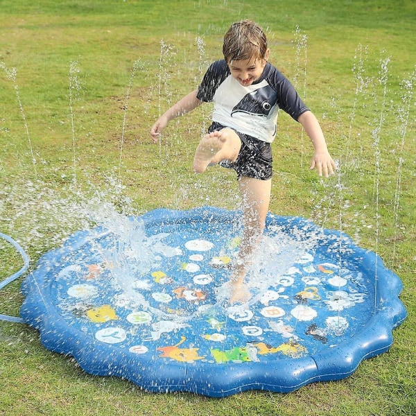 Splash Sprinkler Pad til Hunde og Børn 170cm Hunde Anti-slip Tykk Sprinkler Pool Sommer Udendørs Vandlegetøj Splash Legemadras