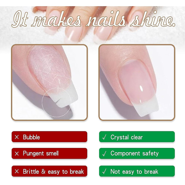 Nail Repair Extend Fiber Gel, Nail Repair Extend Fiber Gel, Gel Nail Strengthener For tynne negler Clear Solid Builder Gel
