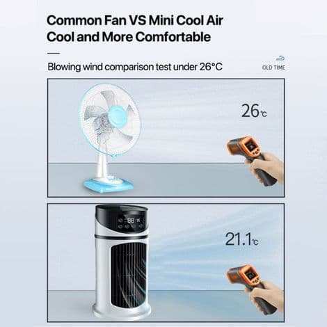 Mini bærbar aircondition, multifunktionel mobil luftkøler ventilator, vandkølerventilator til hjemmekontor, luftkøler, vandkølerventilator