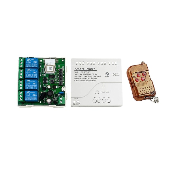 4ch Tuya Zigbee Smart Switch Module+fjärr 85-250v Relä Smart Home Fungerar med Gateway för Alexa Go