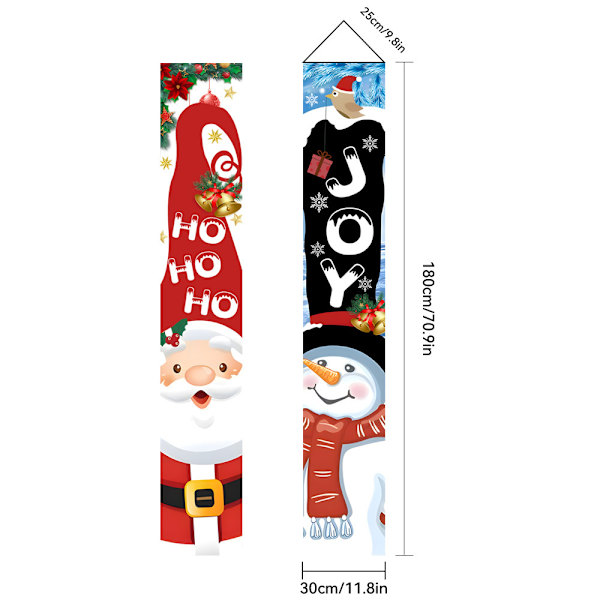 2 stk Julenissen og Snømann Banner - Perfekt for julepynt, innendørs og utendørs (30 x 180cm)