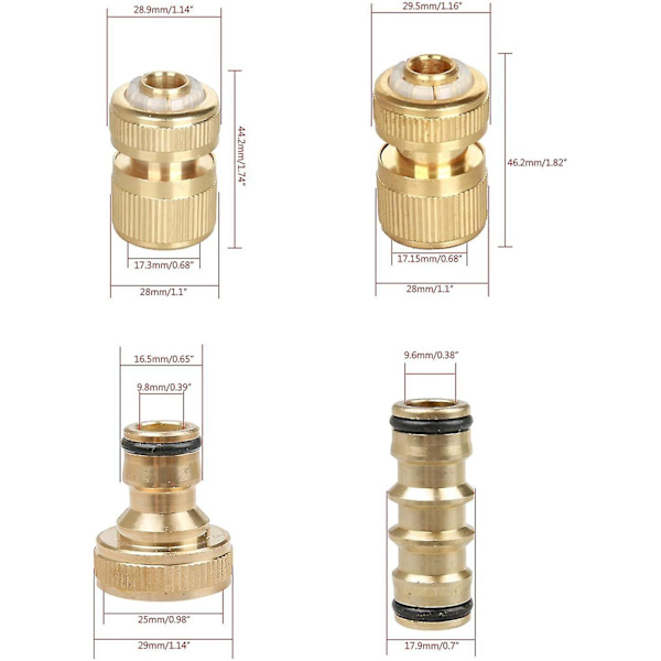 Havehosekoblinger i messing - 8 stk 1/2  