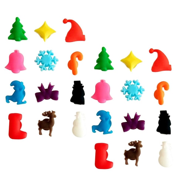 24 stk flerfarvet sugekop Briller Marker Silikone Label Julefest Dedikeret glaskopgenkendelsesværktøj (blandet farve)