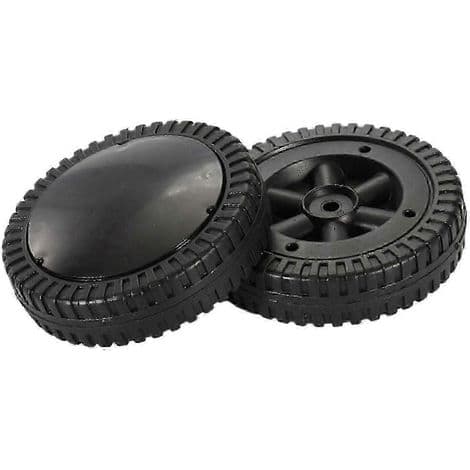 Sæt med 2 sorte 15 cm hjul til grill, jævn rulle.