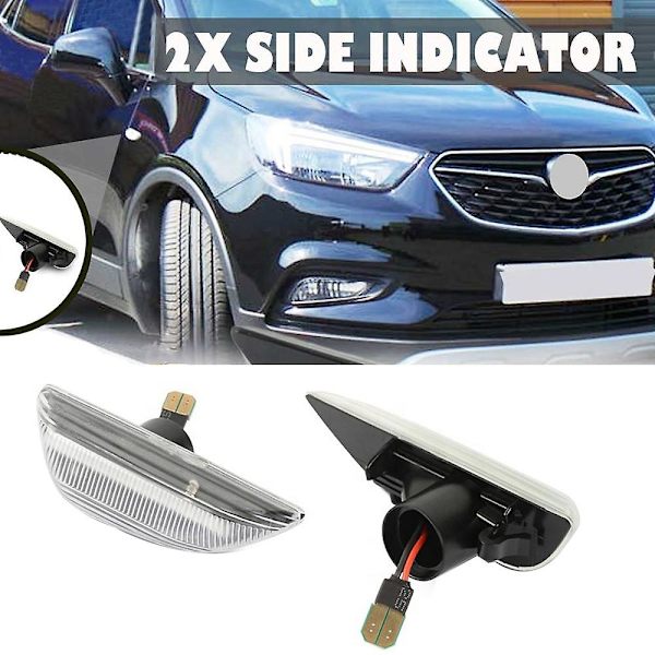 2 st LED-blinkers för Opel Mokka X sidomarkering, 13-19 Transparent