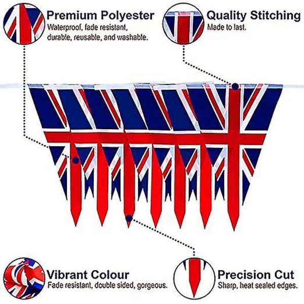 Premium-laatuinen uudelleenkäytettävä Union Jack -lippukoriste, kuningattaren juhlavuoden 2022 koristeet