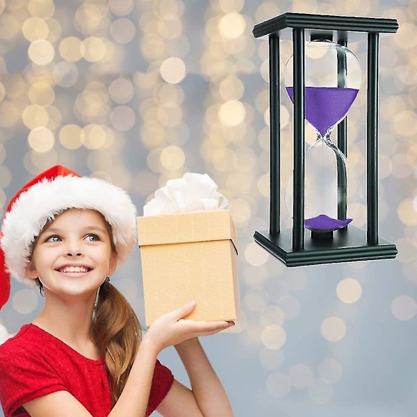 30 minutters timeglas ur, sandur, 30 minutters træramme sandglas ur, boligindretning, skrivebordsornament, køkkenur, timeglas ur, lilla