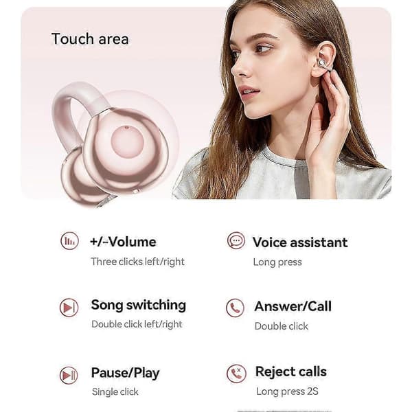 Open Ear Bluetooth-hörlurar - Hjärtklämma Design Stöder Smart Trådlös Lyssning Purple 1pcs