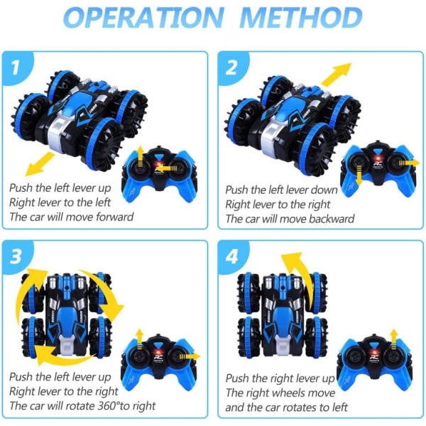 Leksaker för pojkar 5-10 år RC-bil 2,4 GHz RC-båt Vattentät RC Monstertruck Stuntbil 4WD RC-bil Pojkar Flickor Födelsedagspresent Allt terräng Vatten Strand P
