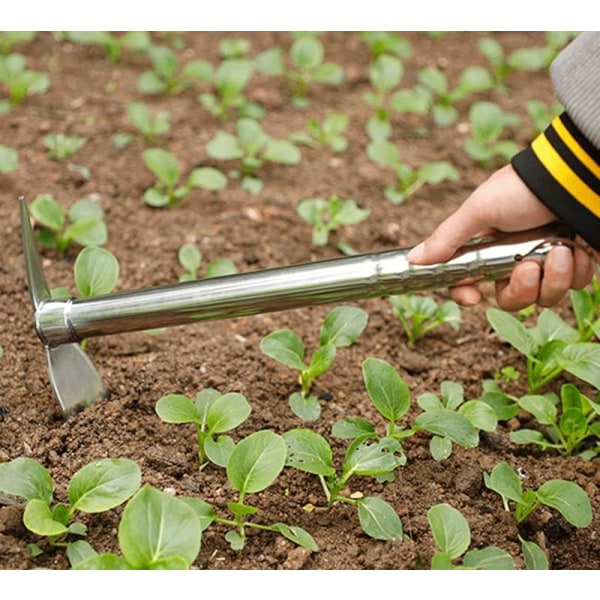 Trädgårdshacka, 2 i 1 spade och hacka, grävhacka trädgårdsverktyg kraftig rostfritt stål grönsak blomma plantering gräv gadget