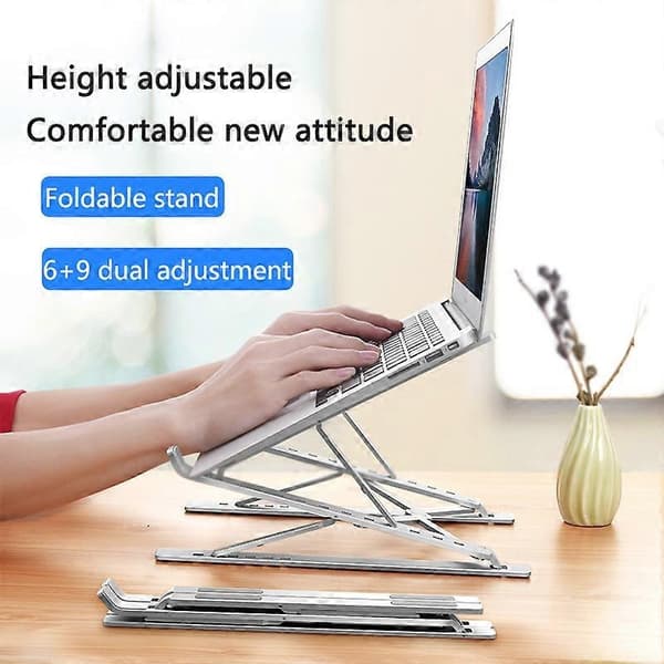 N8 Foldbart løftende laptopstativ i aluminiumslegering Silver