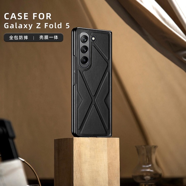 Z Fold 5 Case Electrolate Nahkainen putoamisen estävä phone case Samsung Galaxy Z Fold 5:lle sisäänrakennettu näytönsuoja