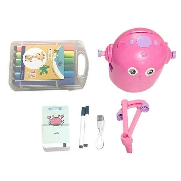 Interaktiv Pedagogisk Ritrobot, 100 Ritkort, Intelligent Ritrobot, Tidig Pedagogisk Ritrobot Rosa