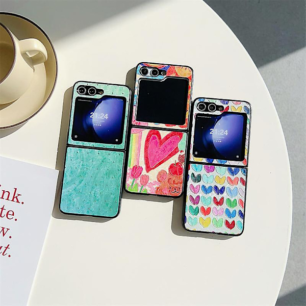För Samsung Galaxy Z Flip 6 Case 5G 2024, Sött Kärleksmönster Slim PC Stötsäkert Skyddsfodral För Kvinnor Flickor