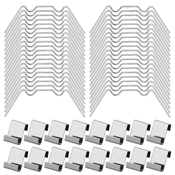 100 st Greenhouse Glazing Clips - Inkluderar 50 st W-typ Rostfritt Stålklämmor och 50 st Z-typ Greenhouse Glasklämmor