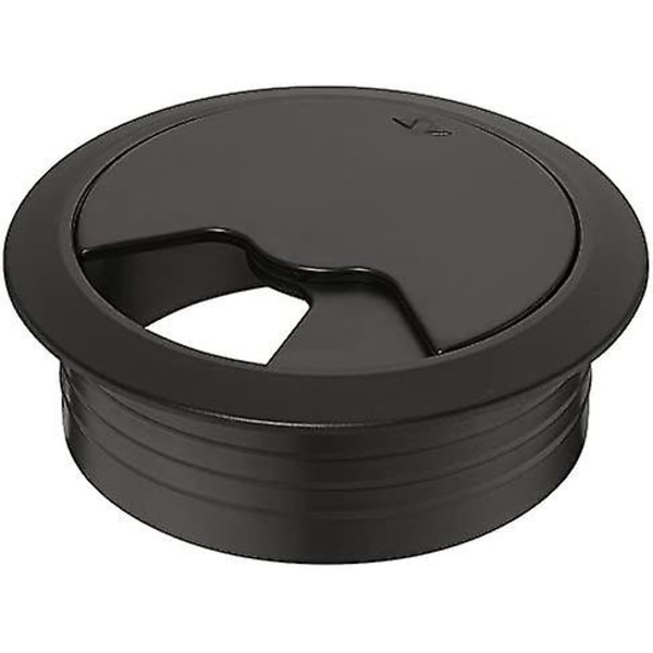 Kabelgennemgang til skrivebord, diameter 70 mm - Sæt af 1, Kabelguide til skrivebord, Plastik, Sort