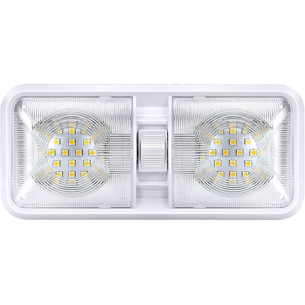 SZTXJ 12V LED 800LM RV Loft Dobbelt Kuppel Lys RV Indvendig Belysning til Campingvogn med Tænd/Sluk-kontakt, Hvid 6000-6500K