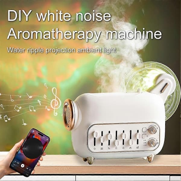 White Noise Diffuser - Bluetooth-högtalare Aurora Ljus Luftfuktare för Sömn och Avkoppling Blue A